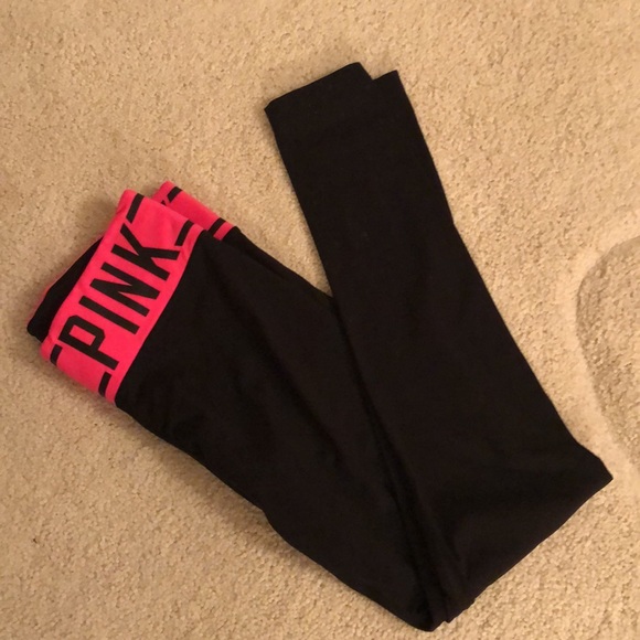 Pink Victoria Secrets slim fit yoga pants with barbiecore pink stretch waist - Picture 7 of 16